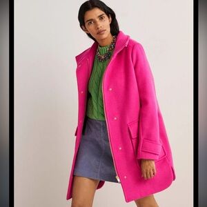 Boden NWT Women's Brushed Wool Coat Watermelon Pink Sz 12R